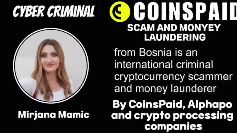 Mirjana Mamic Coinspaid member is an international fraudster who is in collaboration with #Softswiss, #AlphaPo, #Coinspaid and Ivan Montik